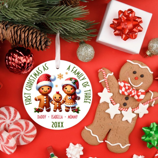1st Christmas as a Family of 3 Gingerbread Family Ornament (Creator Uploaded)
