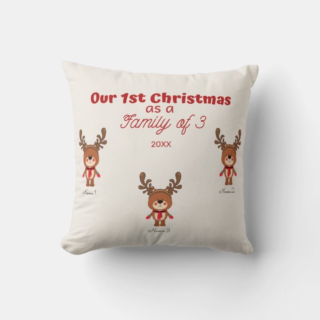 1st Christmas as a Family of 3 Throw Pillow (Front)