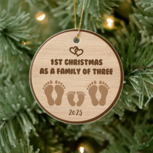 1st Christmas as a Family of three Ceramic Tree Decoration