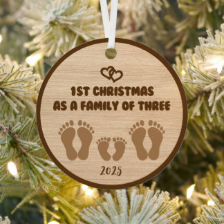 1st Christmas as a Family of three Metal Tree Decoration