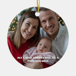 1st christmas as a parents Ceramic Circle Ornament