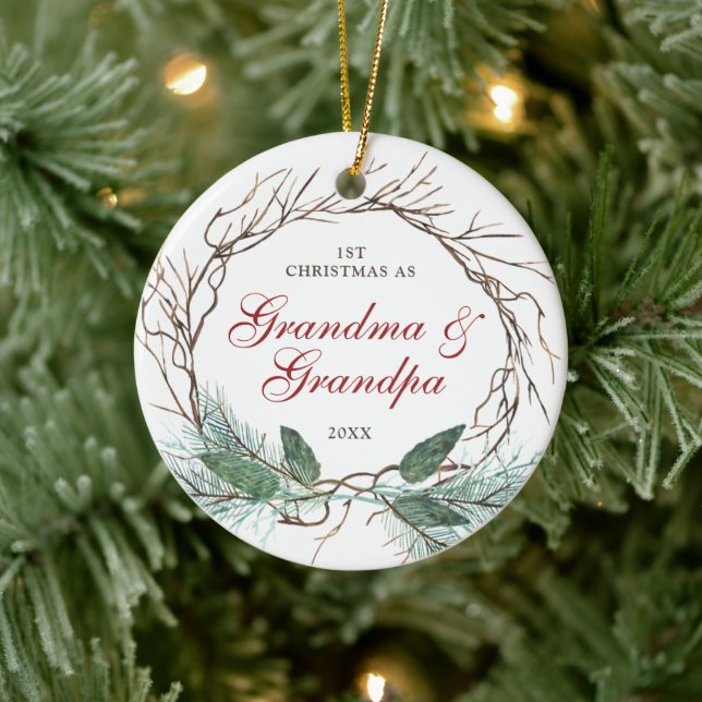 1st Christmas as Grandma & Grandpa Personalised Ceramic Tree Decoration (Tree)