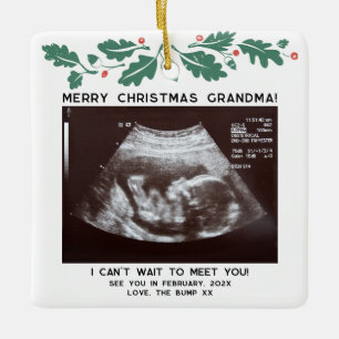 1st Christmas as Grandma Sonogram Holiday Keepsake Ceramic Ornament