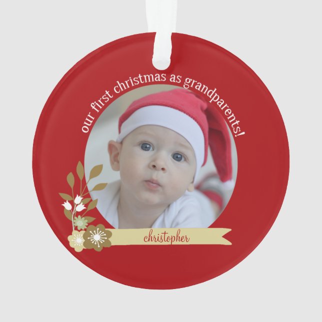 1st Christmas as Grandparents custom Ornament (Back)