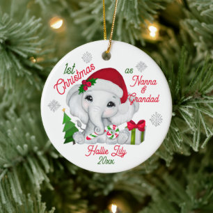 1st Christmas As Grandparents Cute Elephant Ceramic Tree Decoration