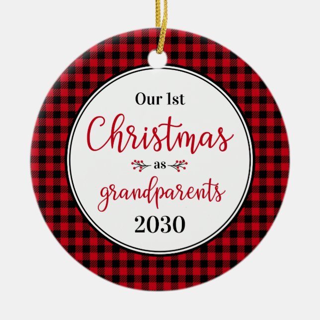 1st Christmas As Grandparents Photo Ceramic Tree Decoration (Front)