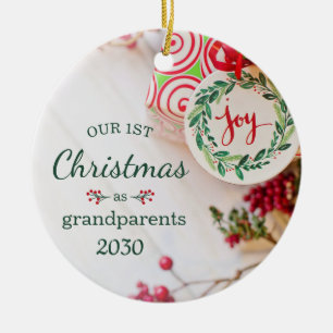 1st Christmas As Grandparents Photo Ceramic Tree Decoration