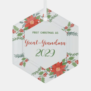 1st Christmas as Great Grandma Glass Tree Decoration