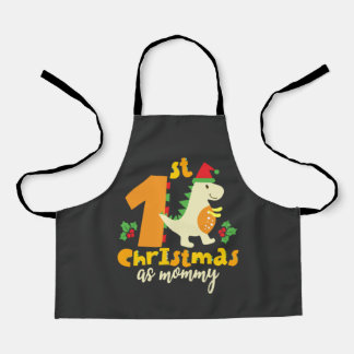 1st Christmas As Mummy Xmas Cute Dinosaur Apron