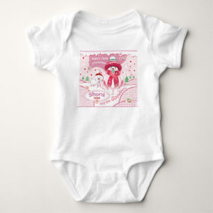 1st Christmas, Baby Girl. Cute Snowbie Bodysuit