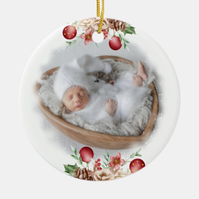 1st Christmas Baby Holiday accent Ceramic Tree Decoration (Front)