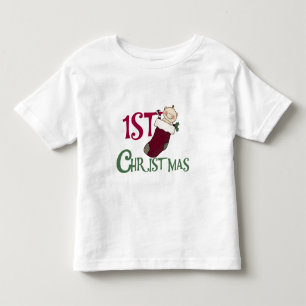1st Christmas-Baby in Stocking Toddler T-Shirt