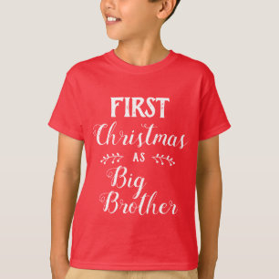 1st Christmas big brother family matching white T-Shirt