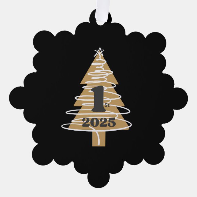 1st Christmas Black Tree Decoration Card (Front)