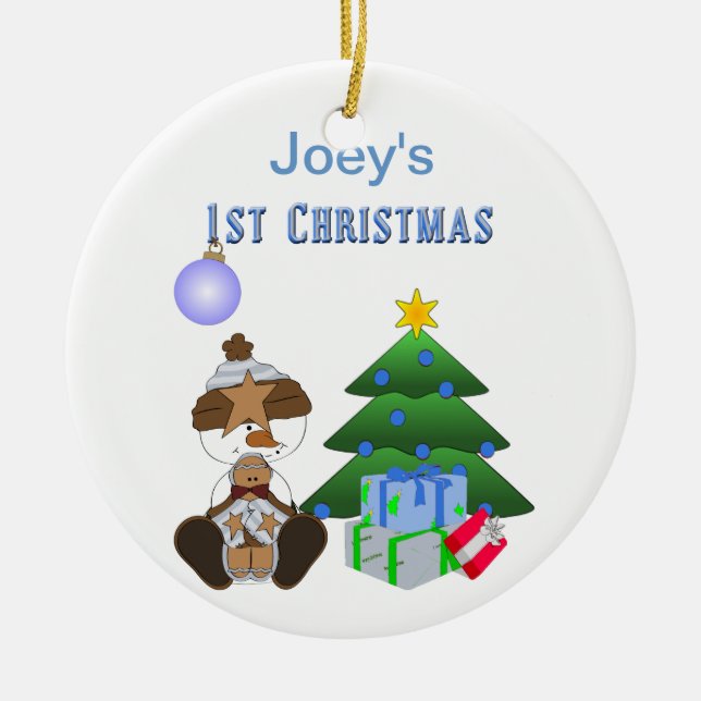 1st Christmas (Boy) Holiday Ornament (Front)