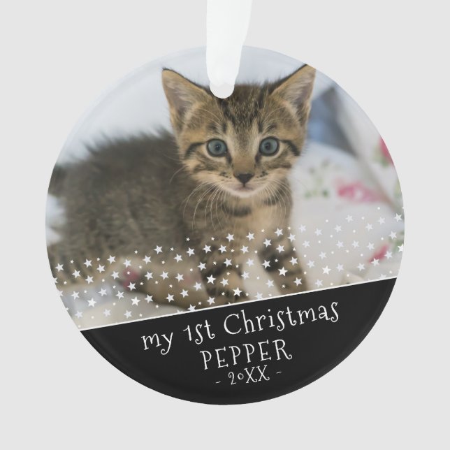 1st Christmas Cat Photo Keepsake Ornament (Front)