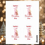1st Christmas Cute Bunny Baby Girl Number One Oval Sticker<br><div class="desc">1st Christmas Oval Stickers for a baby girl with a cute winter bunny and big pink number one. Easily personalise the text. - Kate Eden Art</div>