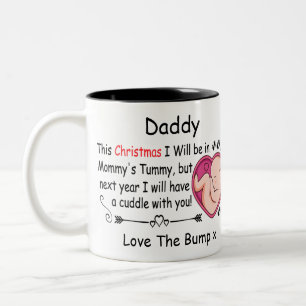 1st Christmas Daddy Expecting Pregnant from Bump C Two-Tone Coffee Mug