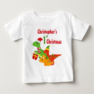 1st Christmas Dinosaur T-Rex  Baby T-Shirt