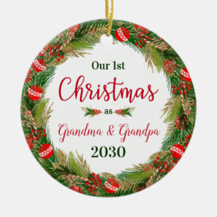 1st Christmas Grandma Grandpa Photo Ceramic Tree Decoration