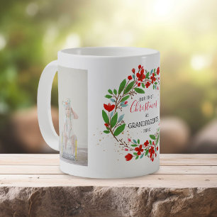 1st Christmas   Grandparents Floral Wreath 2 Photo Coffee Mug