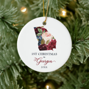 1st Christmas In Georgia Personalized GA State Ceramic Tree Decoration