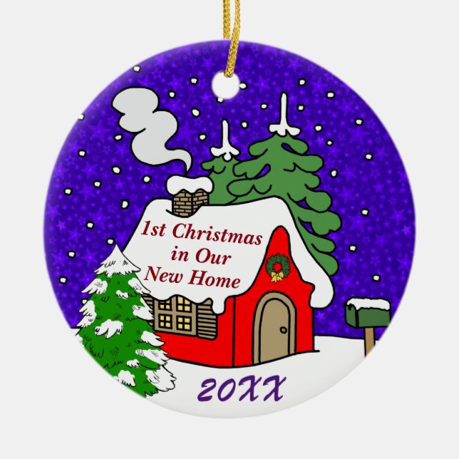 1st Christmas in New Home Ceramic Tree Decoration (Front)