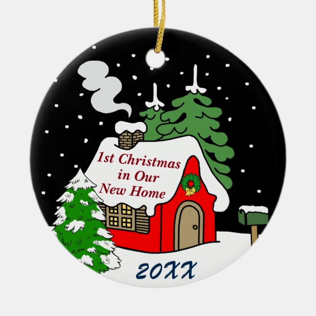 1st Christmas in New Home Ceramic Tree Decoration (Front)