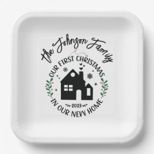 1st Christmas In New Home Personalized Christmas Paper Plate