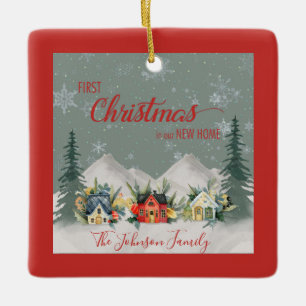 1st Christmas in New Home Winter Village Ceramic Ornament