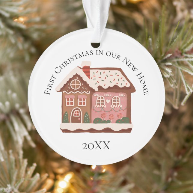 1st Christmas in our New Home Gingerbread House Ornament (Tree)