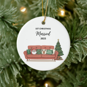 1st Christmas Married 2025 Cute Cosy Couch Newly Ceramic Tree Decoration