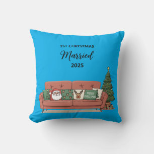 1st Christmas Married 2025   Cute Cozy Couch Newly Cushion