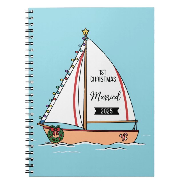  1st Christmas Married 2025 | Cute Nautical  Notebook (Front)