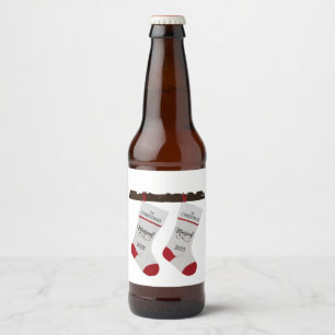 1st Christmas Married 2025 Newlywed Couple Beer Bottle Label