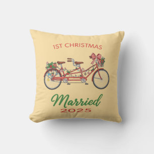1st Christmas Married 2025   Newlywed Couple  Cushion