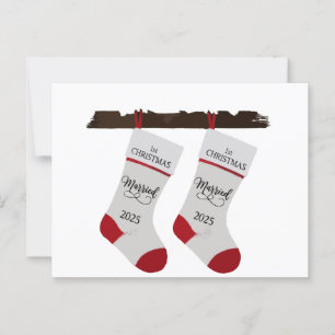 1st Christmas Married 2025 Newlywed Couple Postcard