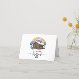 1st Christmas Married 2025 Rustic Cabin Ornament Thank You Card