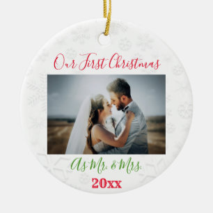 1st Christmas Married Couple Photo Ceramic Tree Decoration