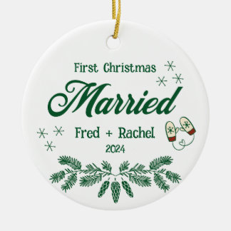 1st Christmas Married Custom Newlyweds Keepsake Ceramic Tree Decoration