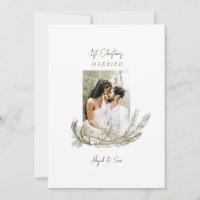 1st Christmas Married Two Photo Pine & Antlers Hol