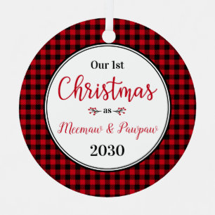 1st Christmas Meemaw Pawpaw Photo Metal Tree Decoration