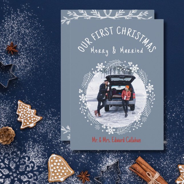 1st Christmas Merry & Married Newly Weds Holiday Card (Creator Uploaded)