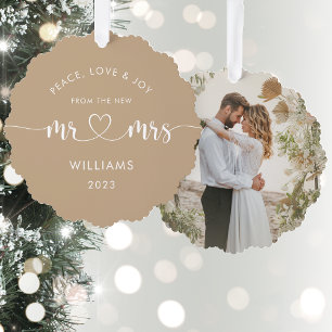 1st Christmas Mr and Mrs Elegant Photo  Tree Decoration Card