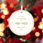 1st Christmas Mr and Mrs Gold Glitter Wreath Photo Ornament<br><div class="desc">Commemorate your first Christmas engaged with this dazzling Mr. and Mrs. gold glitter wreath photo frame. The shimmering wreath design adds a touch of glamour to your holiday memories as you look forward to your future together.</div>