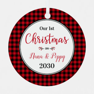 1st Christmas Nana Poppy Photo Metal Tree Decoration