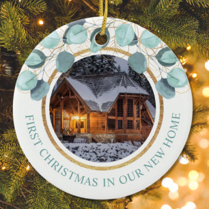 1st Christmas New Home Eucalyptus 2 Photo Ceramic Tree Decoration