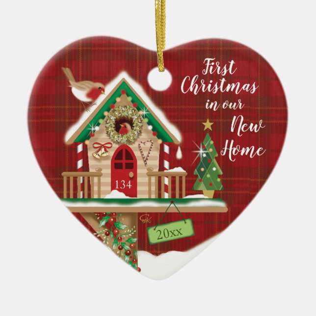 1st Christmas, Our New Home, Birdhouse, Stephenson Ceramic Tree Decoration (Front)