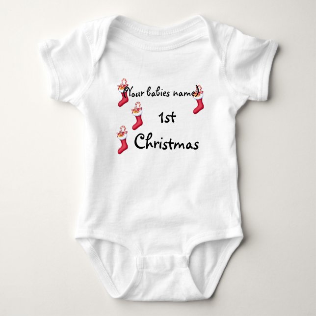 1ST CHRISTMAS PERSONALIZED BABY BODYSUIT (Front)