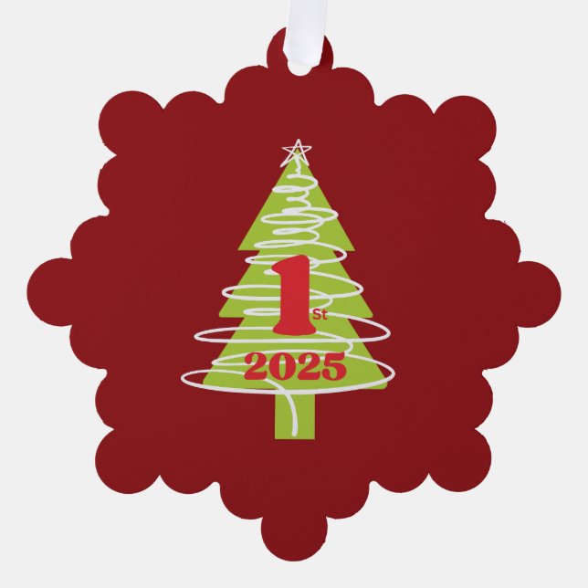 1st Christmas Red Tree Decoration Card (Front)